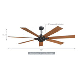 72" Wooden 7-Blade Large Outdoor Industrial DC Ceiling Fan with Remote