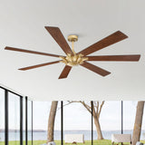 72" Wooden 7-Blade Large Outdoor Industrial DC Ceiling Fan with Remote