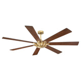 72" Modern Gold Reversible 7-Blade Larger Windmill Ceiling Fan with Remote