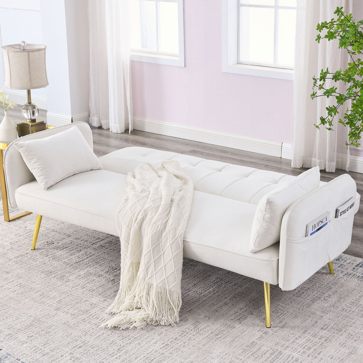 72.5" Convertible Sofa Bed, Velvet Folding Lounge Recliner