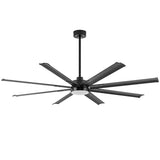 72" Black LED Ceiling Fan with Light Kit and Remote(8-blade)