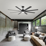 72" Black LED Ceiling Fan with Light Kit and Remote(8-blade)