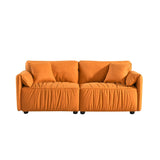 72" Loveseat Sofa Couch, Nano-fabric Lines Upholstered Deep Seat Loveseat Modern Living Room Folded Arms Sofa with 2 Pillows