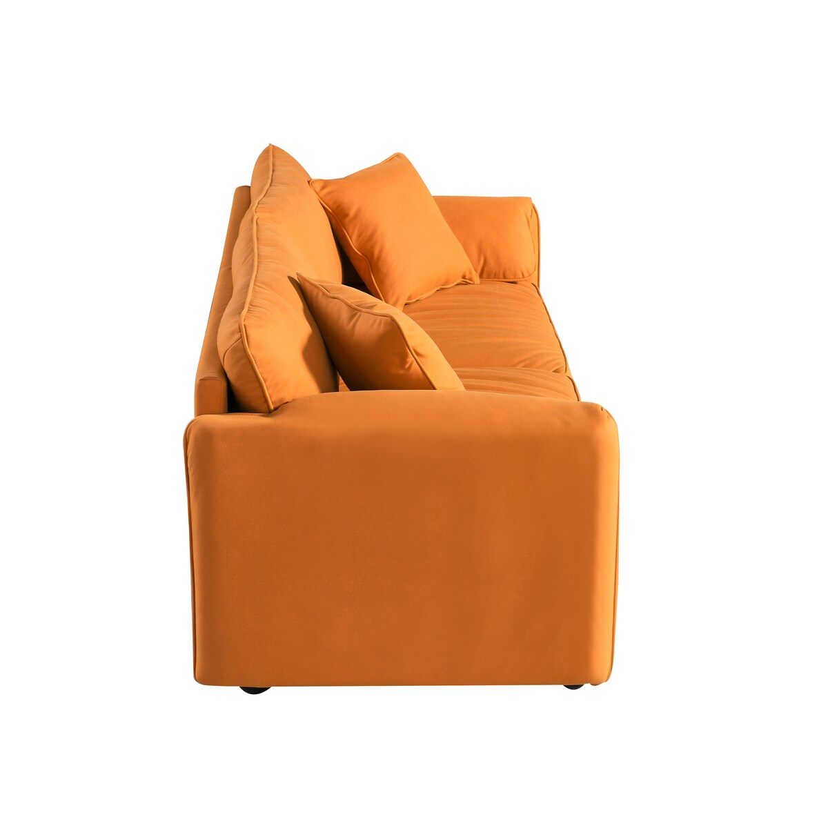 72" Loveseat Sofa Couch, Nano-fabric Lines Upholstered Deep Seat Loveseat Modern Living Room Folded Arms Sofa with 2 Pillows
