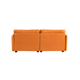 72" Loveseat Sofa Couch, Nano-fabric Lines Upholstered Deep Seat Loveseat Modern Living Room Folded Arms Sofa with 2 Pillows