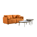 72" Loveseat Sofa Couch, Nano-fabric Lines Upholstered Deep Seat Loveseat Modern Living Room Folded Arms Sofa with 2 Pillows