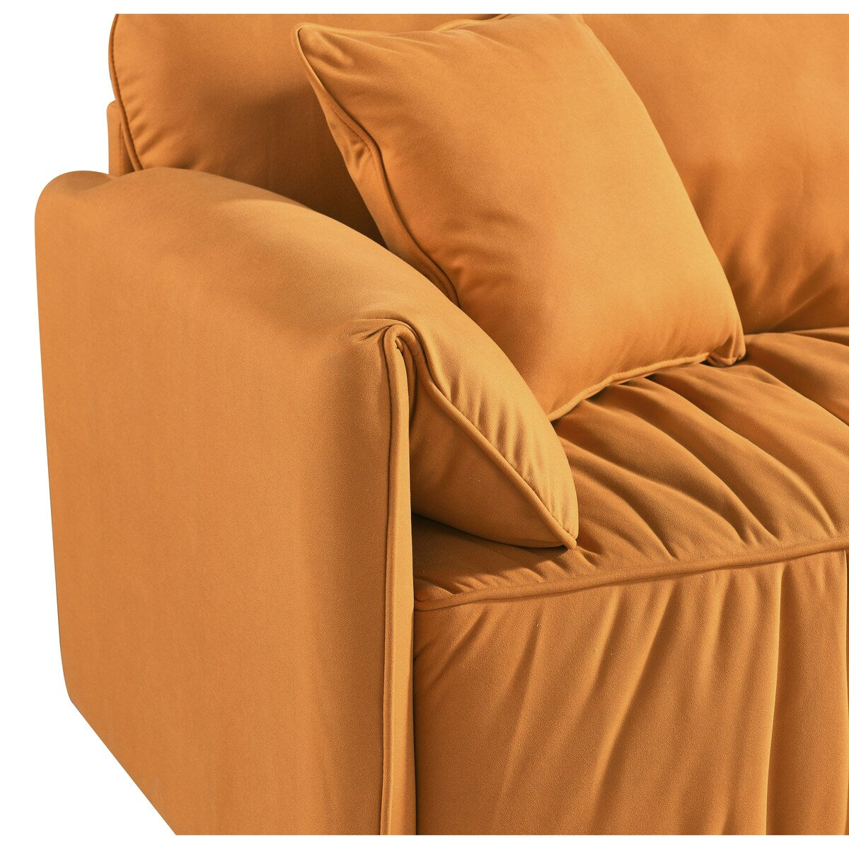 72" Loveseat Sofa Couch, Nano-fabric Lines Upholstered Deep Seat Loveseat Modern Living Room Folded Arms Sofa with 2 Pillows