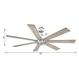 72" Farmhouse Oak Wooden 7-Blade Reversible Windmill Ceiling Fan without Light