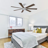 72" Farmhouse Oak Wooden 7-Blade Reversible Windmill Ceiling Fan without Light