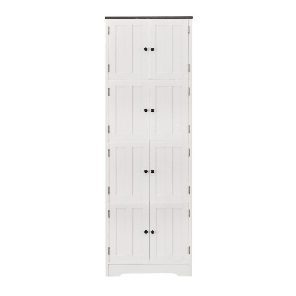 72" Tall Corner Cabinet, Wall Storage Cabinet with 8 Doors and 4 Shelves, for Bathroom - 25"(L) x 12"(W) x 72"(H)