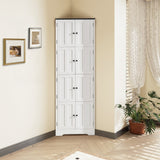 72" Tall Corner Cabinet, Wall Storage Cabinet with 8 Doors and 4 Shelves, for Bathroom - 25"(L) x 12"(W) x 72"(H)
