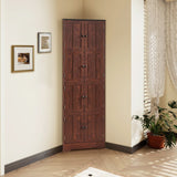 72" Tall Corner Cabinet, Wall Storage Cabinet with 8 Doors and 4 Shelves, for Bathroom - 25"(L) x 12"(W) x 72"(H)