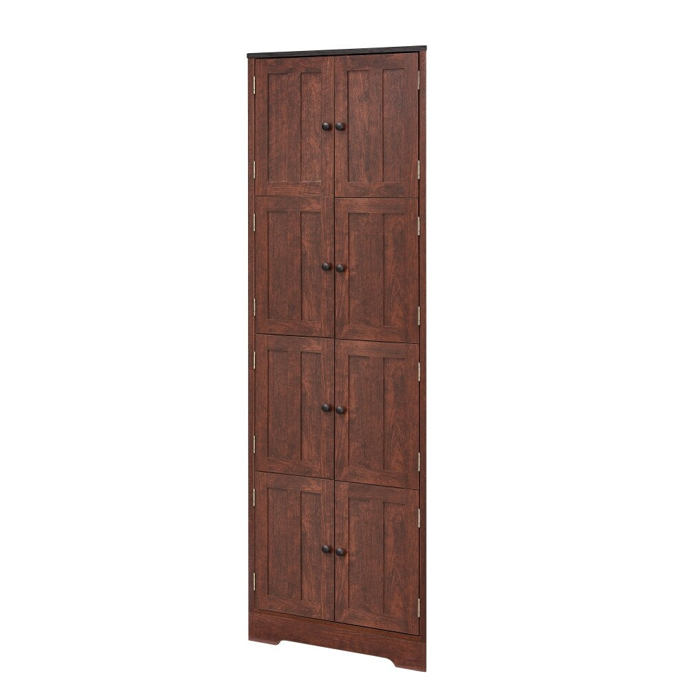 72" Tall Corner Cabinet, Wall Storage Cabinet with 8 Doors and 4 Shelves, for Bathroom - 25"(L) x 12"(W) x 72"(H)