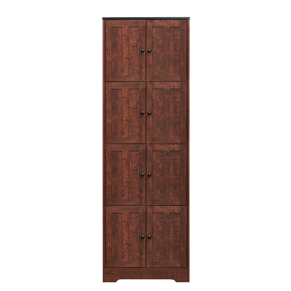 72" Tall Corner Cabinet, Wall Storage Cabinet with 8 Doors and 4 Shelves, for Bathroom - 25"(L) x 12"(W) x 72"(H)