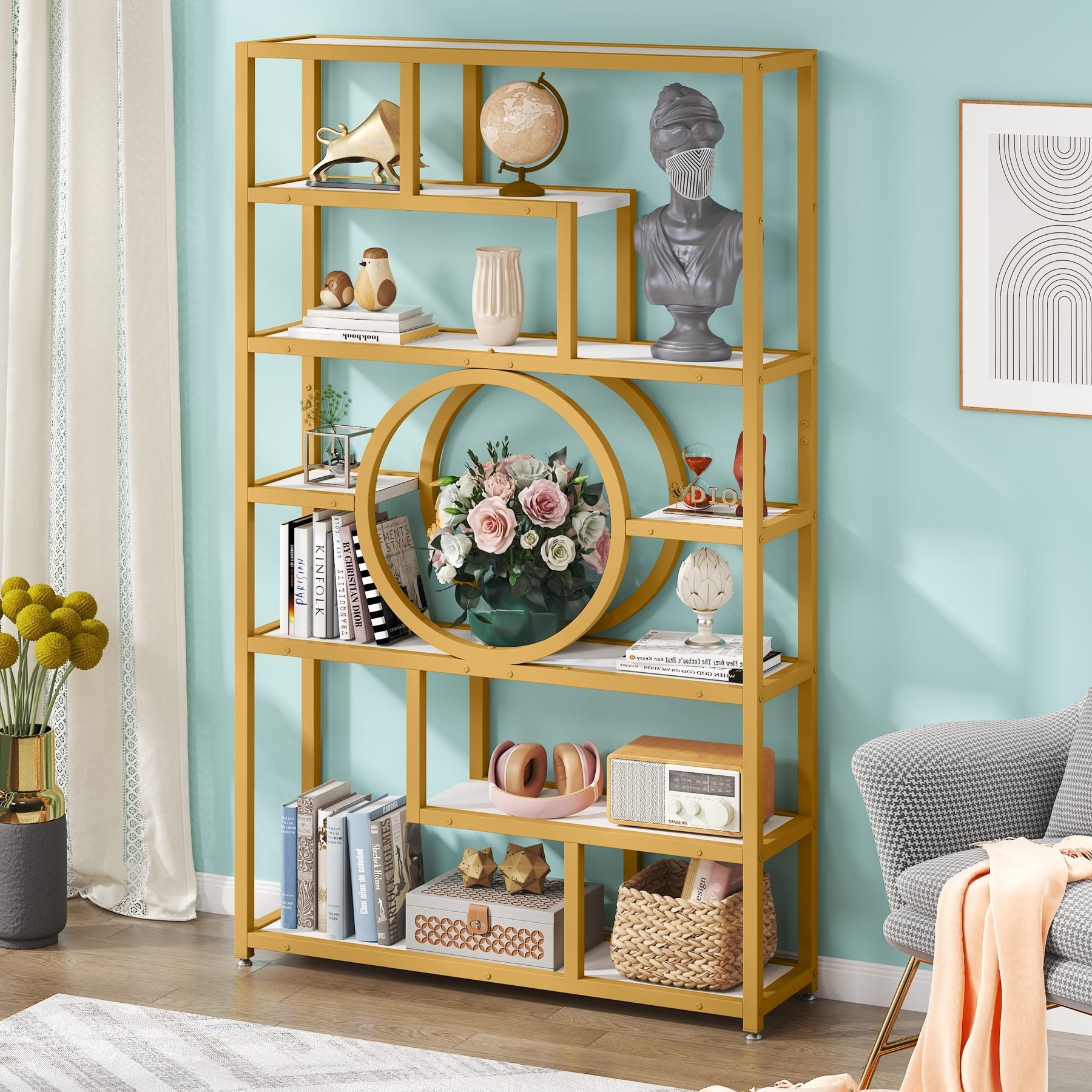 72 Bookcase Bookshelf 7 Tier Tall Etagere Bookcases Book Shelves I Overstock
