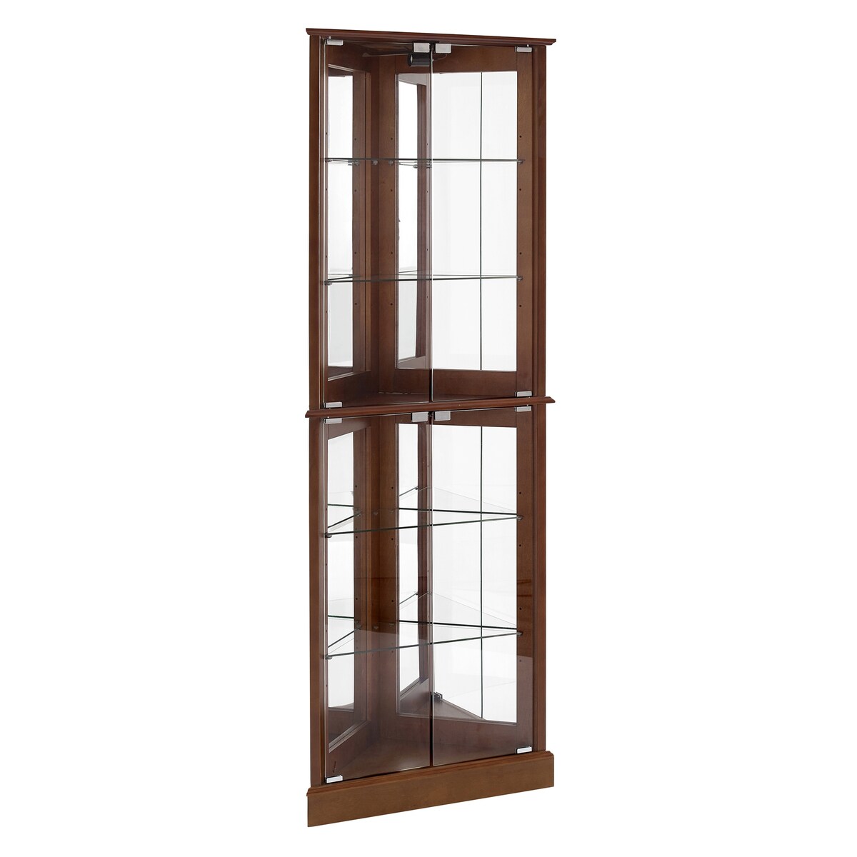 72''H Curio 6-Tier Corner Storage Wall Cabinet with 4 Glass Door, 26''L*13''W*72''H, 65.63LBS