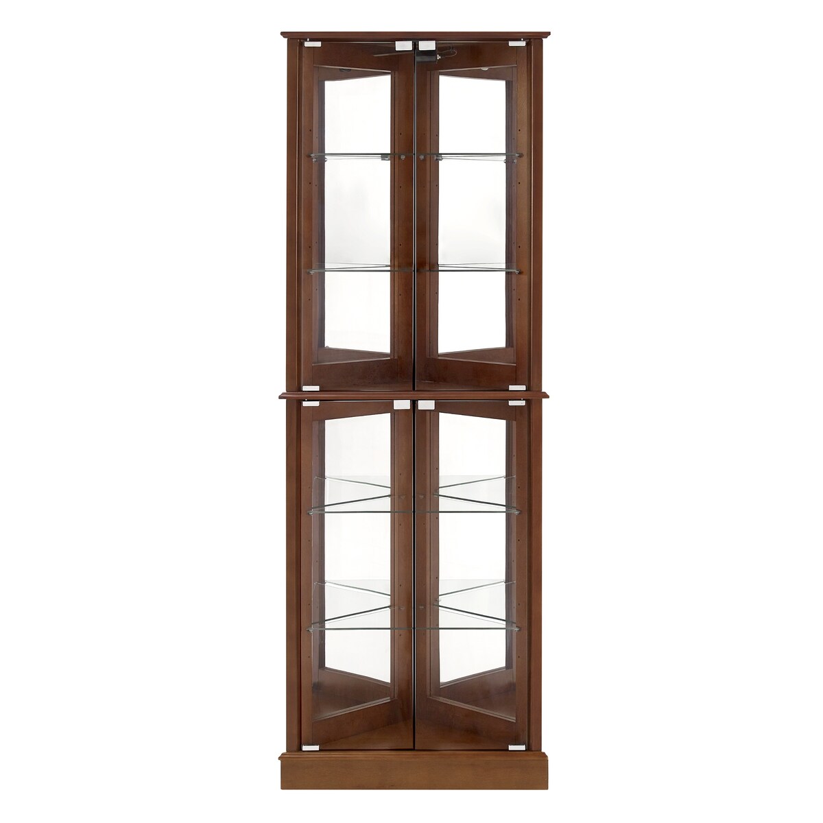 72''H Curio 6-Tier Corner Storage Wall Cabinet with 4 Glass Door, 26''L*13''W*72''H, 65.63LBS
