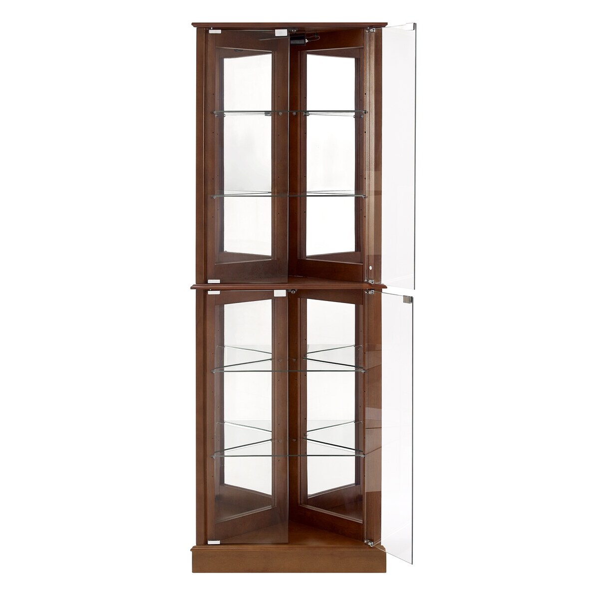 72''H Curio 6-Tier Corner Storage Wall Cabinet with 4 Glass Door, 26''L*13''W*72''H, 65.63LBS