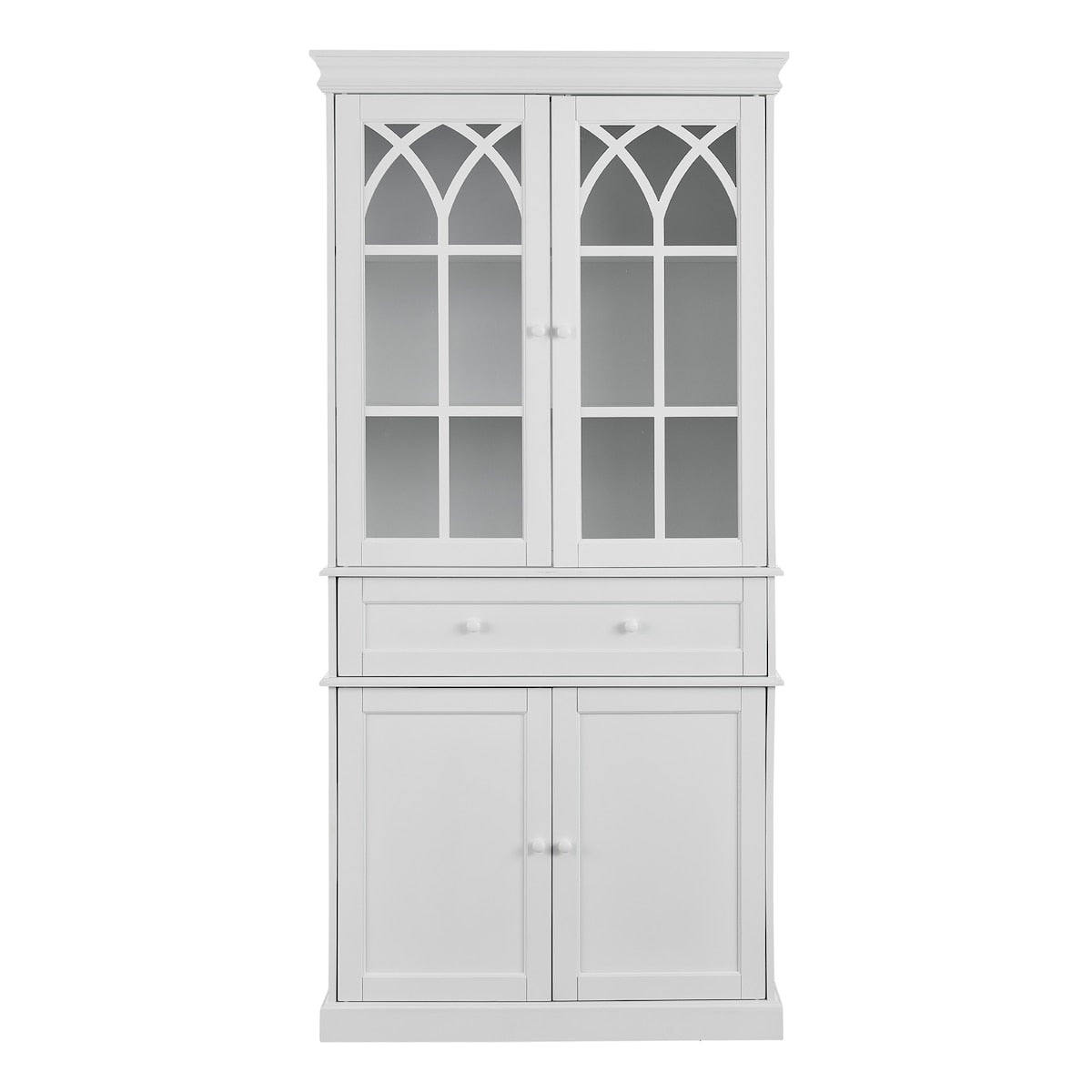 72''H Tall Storage Cabinet Freestanding Cupboard Kitchen Pantry 4 Glass Door Cabinet with Adjustable Shelves&1 Big Drawer