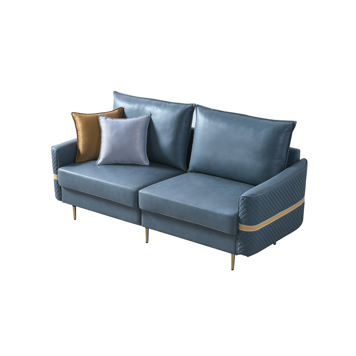73.22" Elegant Loveseat Sofa Couch, Mid Century Modern Loveseats Furniture With 2 Pillows
