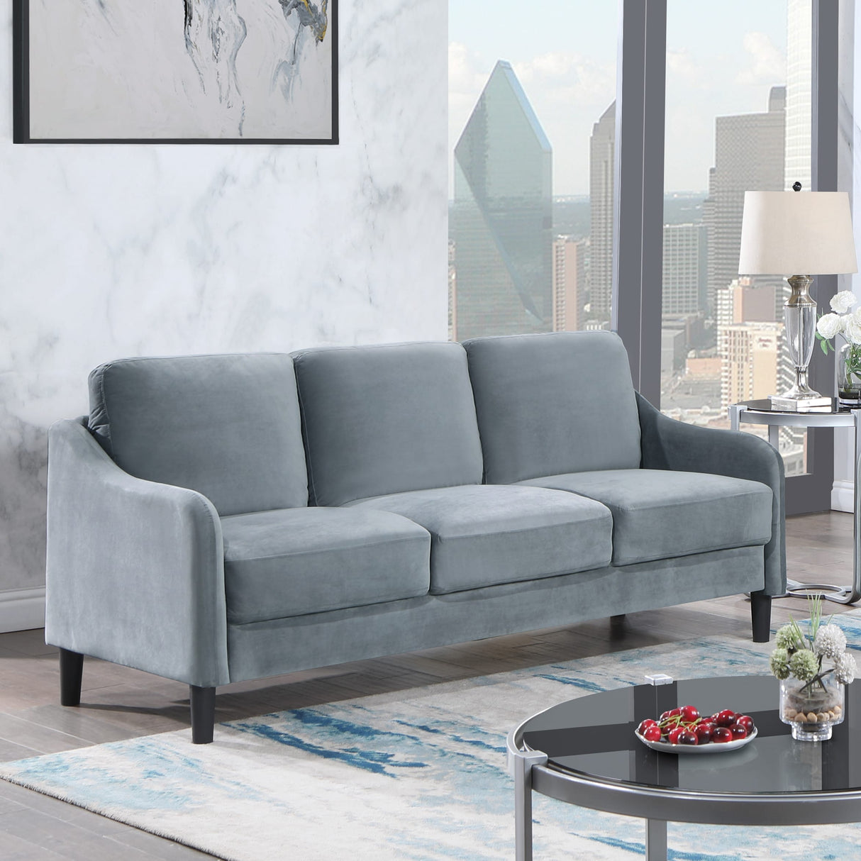 73.22inch Velvet 3 Seater Sofa