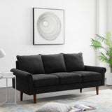 74.1" Velvet 3 Seat Sofa with Comefortable Cushion and Solid Wood Legs