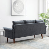 74.1" Velvet 3 Seat Sofa with Comefortable Cushion and Solid Wood Legs