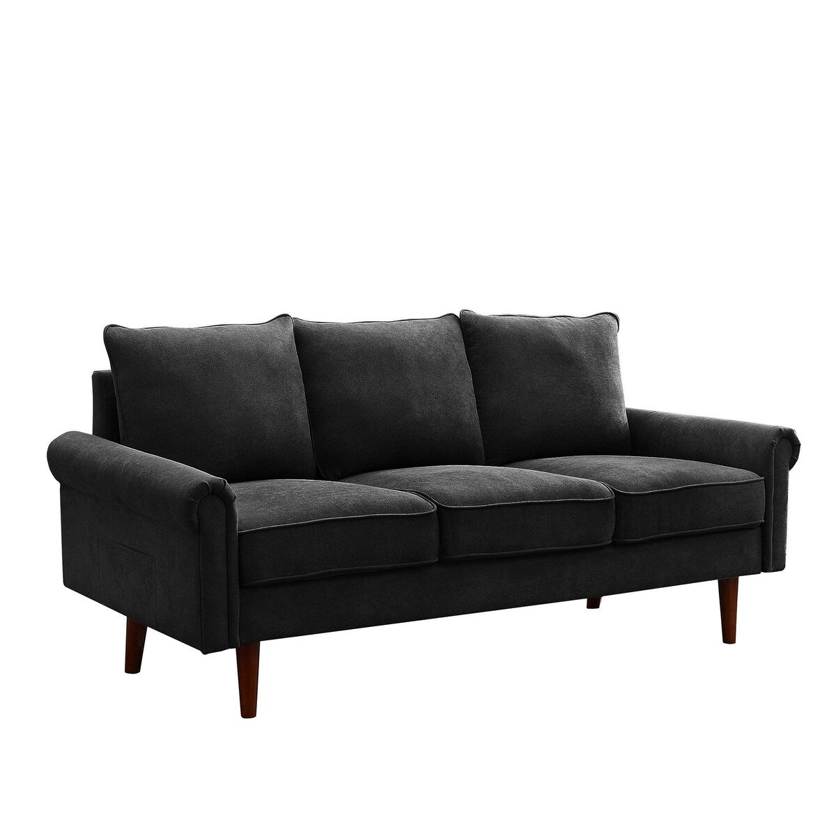 74.1" Velvet 3 Seat Sofa with Comefortable Cushion and Solid Wood Legs