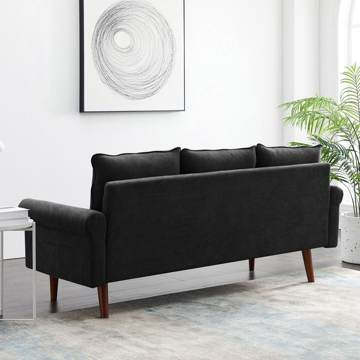 74.1" Velvet 3 Seat Sofa with Comefortable Cushion and Solid Wood Legs