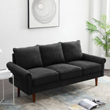 74.1" Velvet 3 Seat Sofa with Comefortable Cushion and Solid Wood Legs