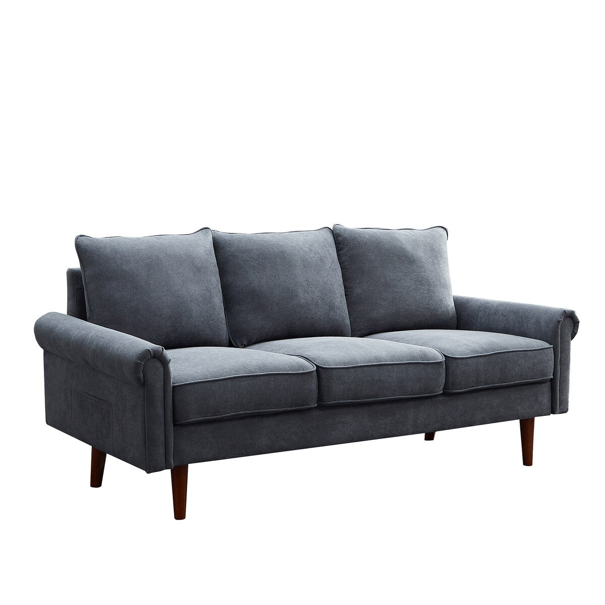74.1" Velvet 3 Seat Sofa with Comefortable Cushion and Solid Wood Legs