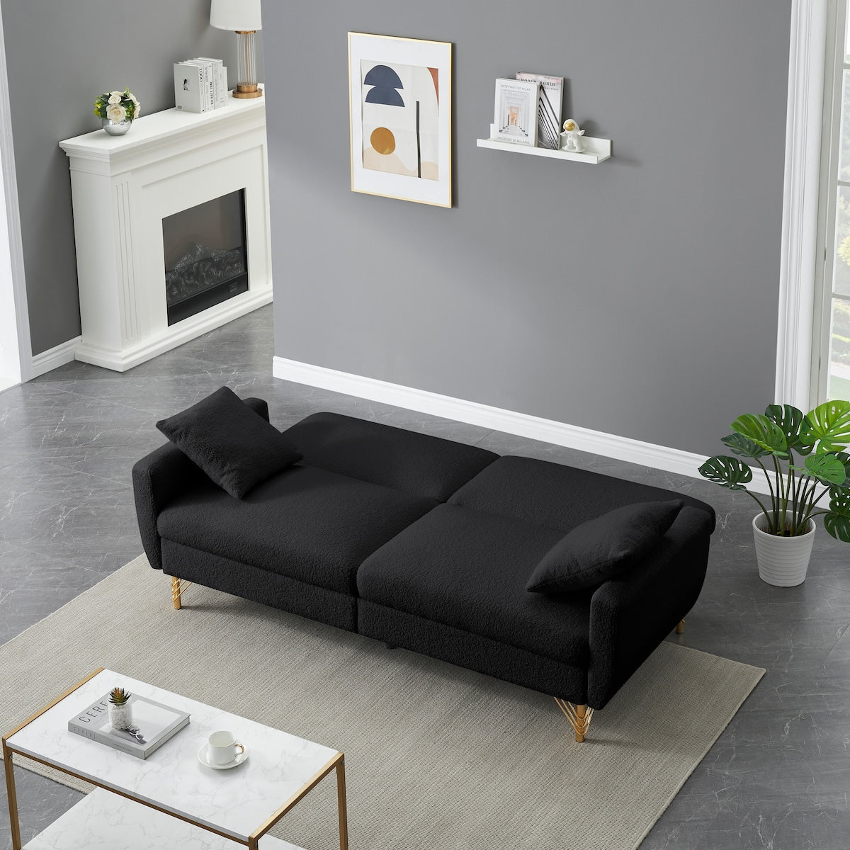 74.41'' Sofa Bed With Separate Adjustment Backrest And Storage Function