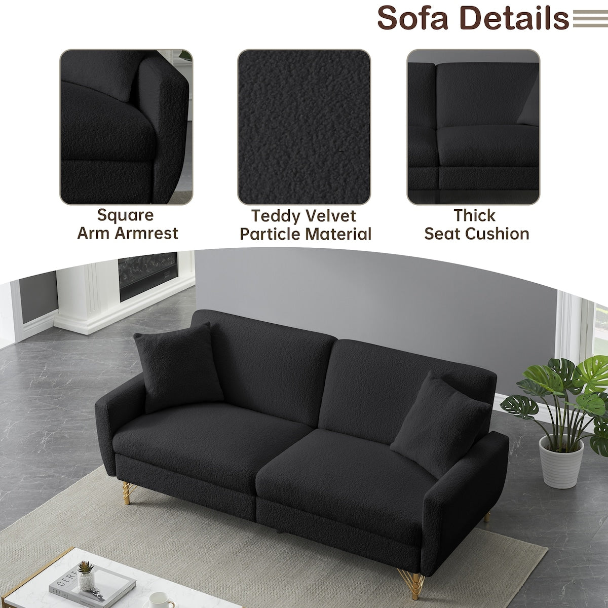 74.41'' Sofa Bed With Separate Adjustment Backrest And Storage Function