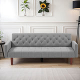 74" Velvet Futon Sofa Bed, Adjustable Backrest Convertible Loveseat Sleeper Couch with Tapered Wood Legs for Small Space