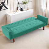 74" Velvet Futon Sofa Bed, Adjustable Backrest Convertible Loveseat Sleeper Couch with Tapered Wood Legs for Small Space