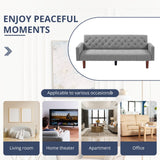 74" Velvet Futon Sofa Bed, Adjustable Backrest Convertible Loveseat Sleeper Couch with Tapered Wood Legs for Small Space