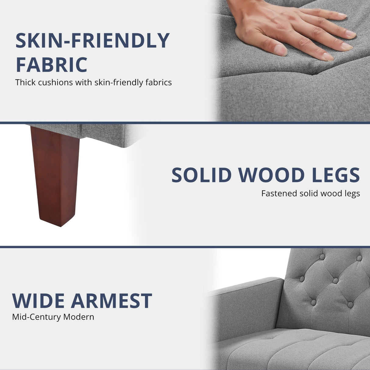 74" Velvet Futon Sofa Bed, Adjustable Backrest Convertible Loveseat Sleeper Couch with Tapered Wood Legs for Small Space
