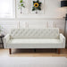 74" Velvet Futon Sofa Bed, Adjustable Backrest Convertible Loveseat Sleeper Couch with Tapered Wood Legs for Small Space