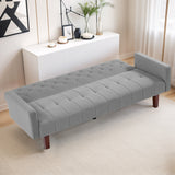 74" Velvet Futon Sofa Bed, Adjustable Backrest Convertible Loveseat Sleeper Couch with Tapered Wood Legs for Small Space