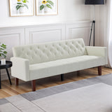 74" Velvet Futon Sofa Bed, Adjustable Backrest Convertible Loveseat Sleeper Couch with Tapered Wood Legs for Small Space