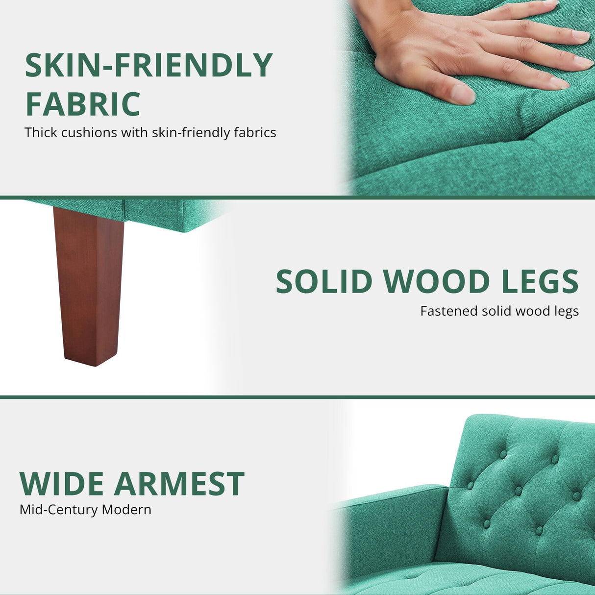 74" Velvet Futon Sofa Bed, Adjustable Backrest Convertible Loveseat Sleeper Couch with Tapered Wood Legs for Small Space