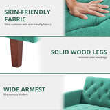 74" Velvet Futon Sofa Bed, Adjustable Backrest Convertible Loveseat Sleeper Couch with Tapered Wood Legs for Small Space