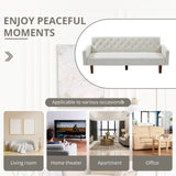 74" Velvet Futon Sofa Bed, Adjustable Backrest Convertible Loveseat Sleeper Couch with Tapered Wood Legs for Small Space