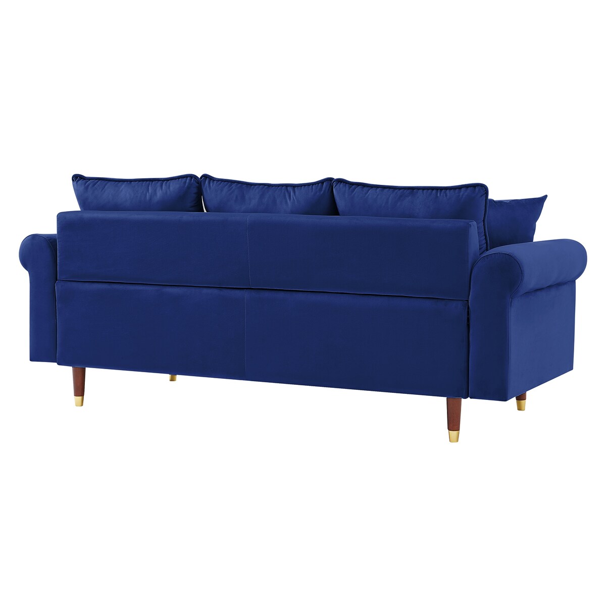 74" Velvet Sofa Couch with 2 Pillows, Modern 3 Seater Sofa with Wood Legs for Living Room and Bedroom