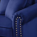 74" Velvet Sofa Couch with 2 Pillows, Modern 3 Seater Sofa with Wood Legs for Living Room and Bedroom