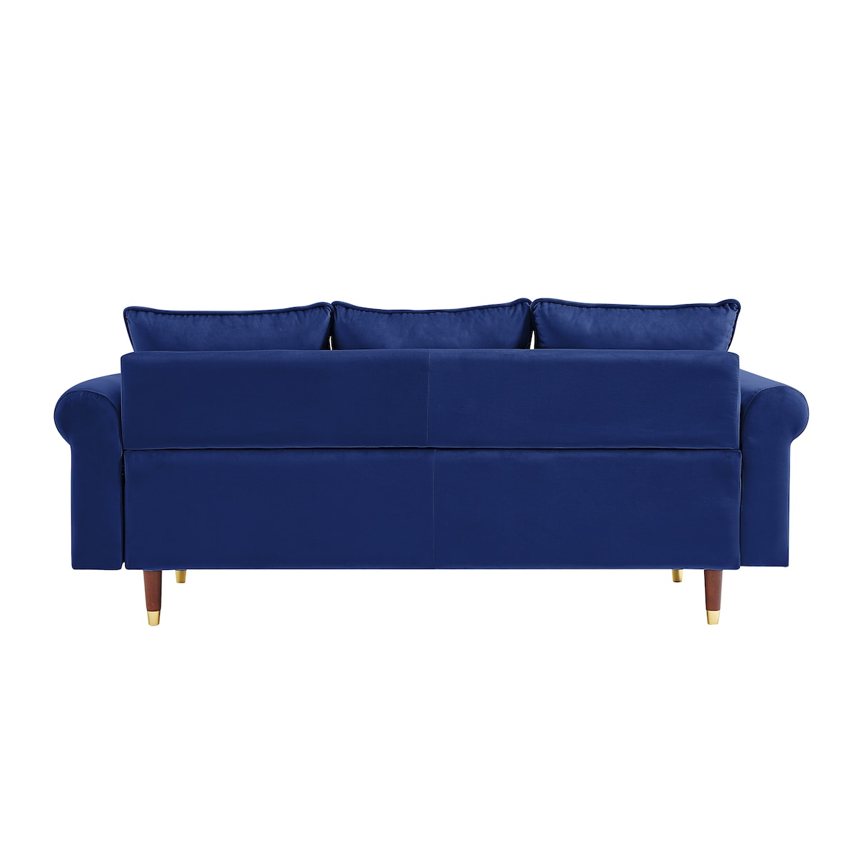 74" Velvet Sofa Couch with 2 Pillows, Modern 3 Seater Sofa with Wood Legs for Living Room and Bedroom