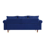74" Velvet Sofa Couch with 2 Pillows, Modern 3 Seater Sofa with Wood Legs for Living Room and Bedroom