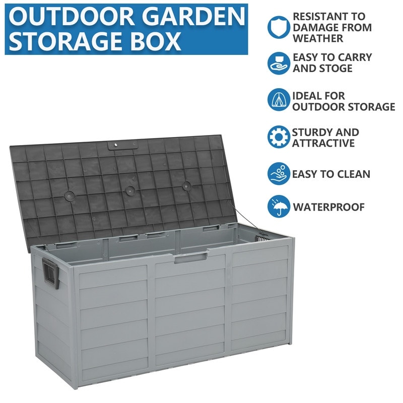 75 Gal 260L Outdoor Garden Plastic Storage Box Grey
