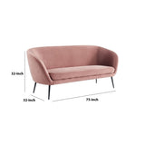 75 Inch Fabric Upholstered Sofa with metal Legs, Pink