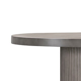 75 Inch Modern Concrete Oval Dining Table, Fluted Platform Base, Gray Tone